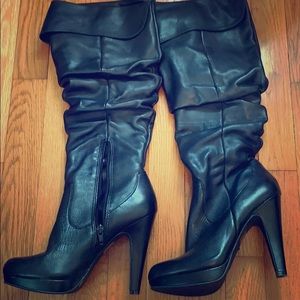 Jessica Simpson Scrunch Black Boots knee high 6